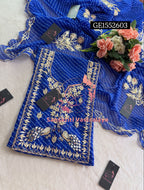 GEORGETTE Zardozi Handwork 3pc ROYAL BLUE UNSTICHED Suit jaipuri GOTA PATTI  GE1552603
