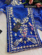 GEORGETTE Zardozi Handwork 3pc ROYAL BLUE UNSTICHED Suit jaipuri GOTA PATTI  GE1552603