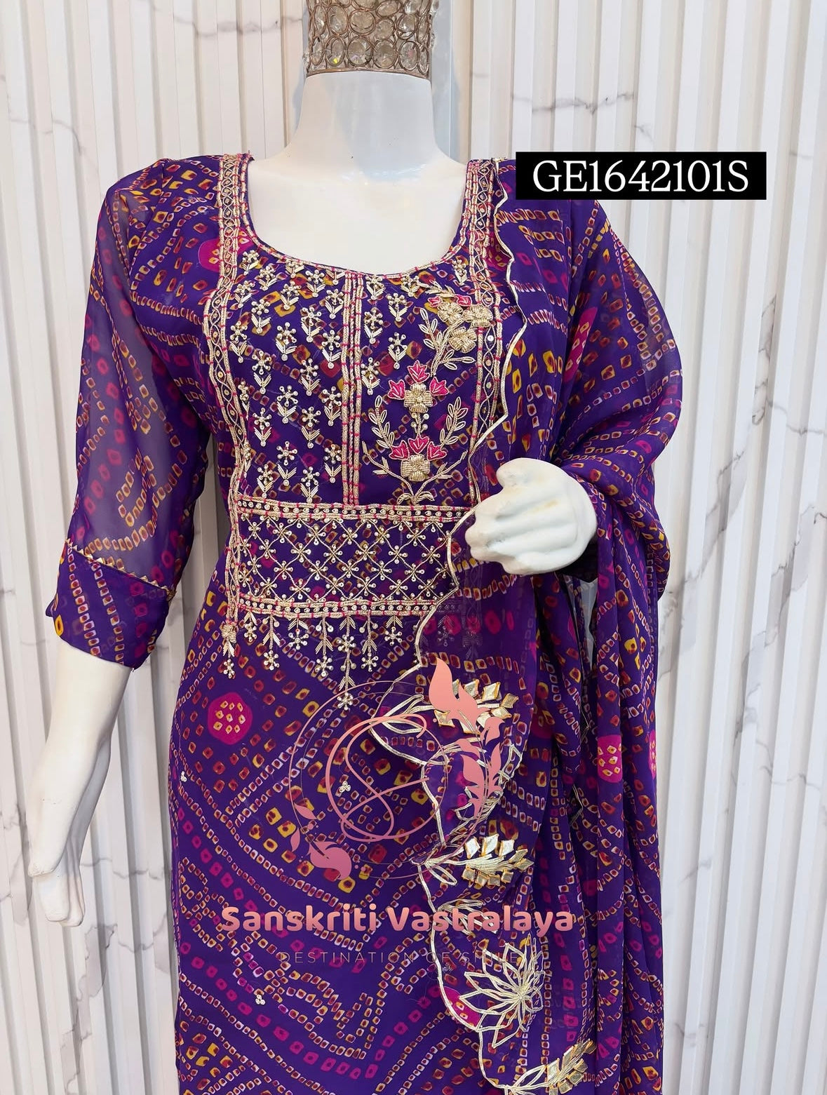 GEORGETTE Zardogi Handwork 3pc STICHED Suit jaipuri GOTA PATTI  GE1642101s