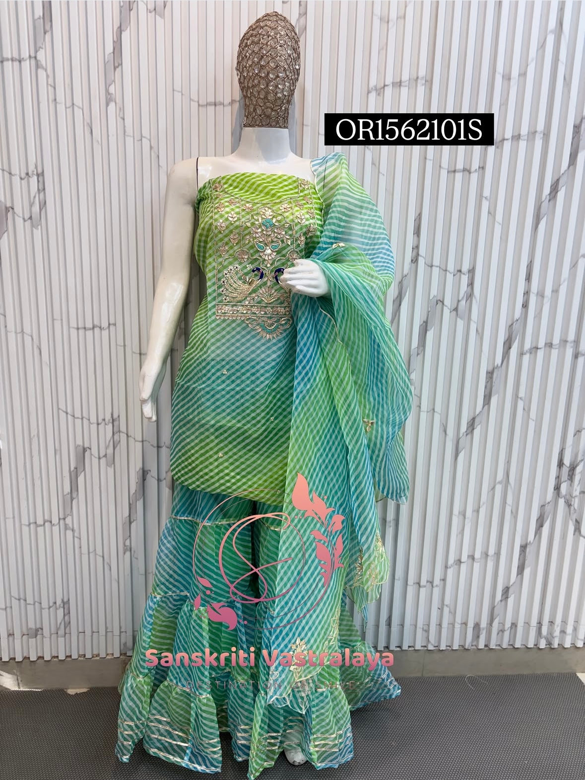 GEORGETTE Zardogi Handwork 3pc STICHED SHARARA Suit jaipuri GOTA PATTI  GE1562101s