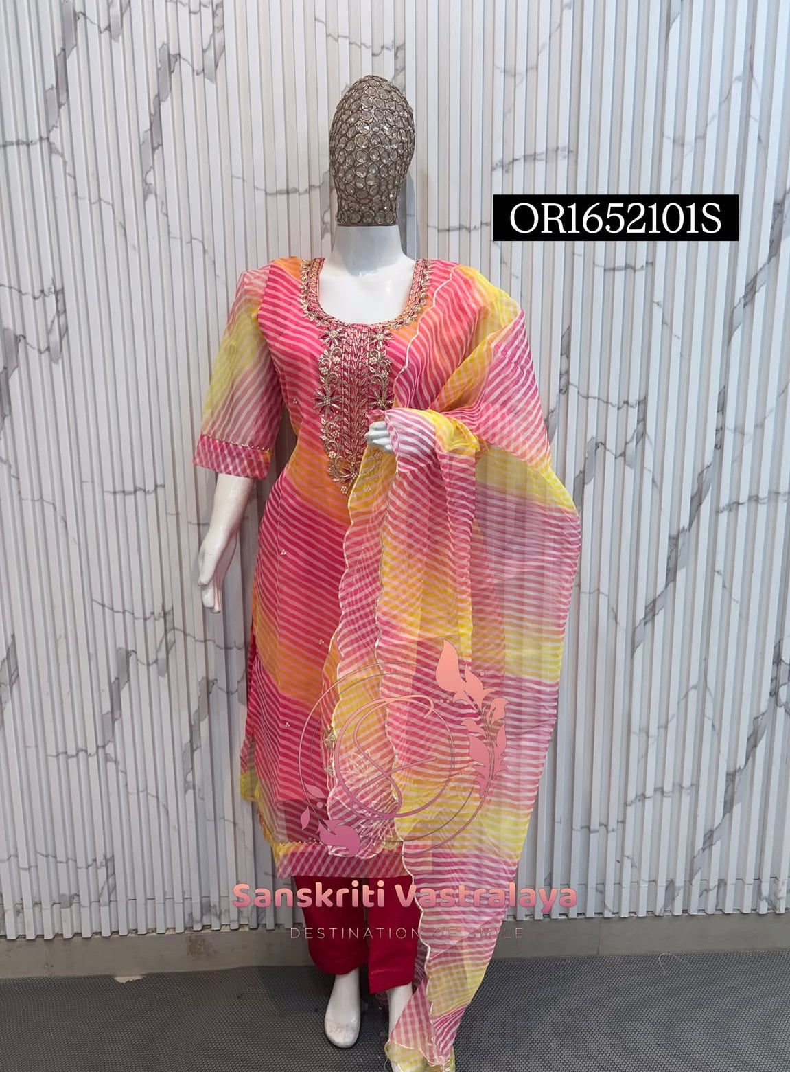ORGANZA Zardogi Handwork 3pc STICHED Suit jaipuri GOTA PATTI  OR1652101s