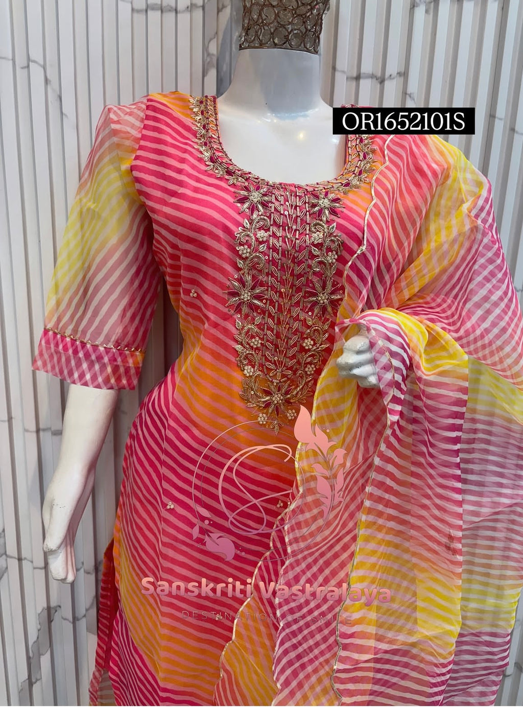 ORGANZA Zardogi Handwork 3pc STICHED Suit jaipuri GOTA PATTI  OR1652101s