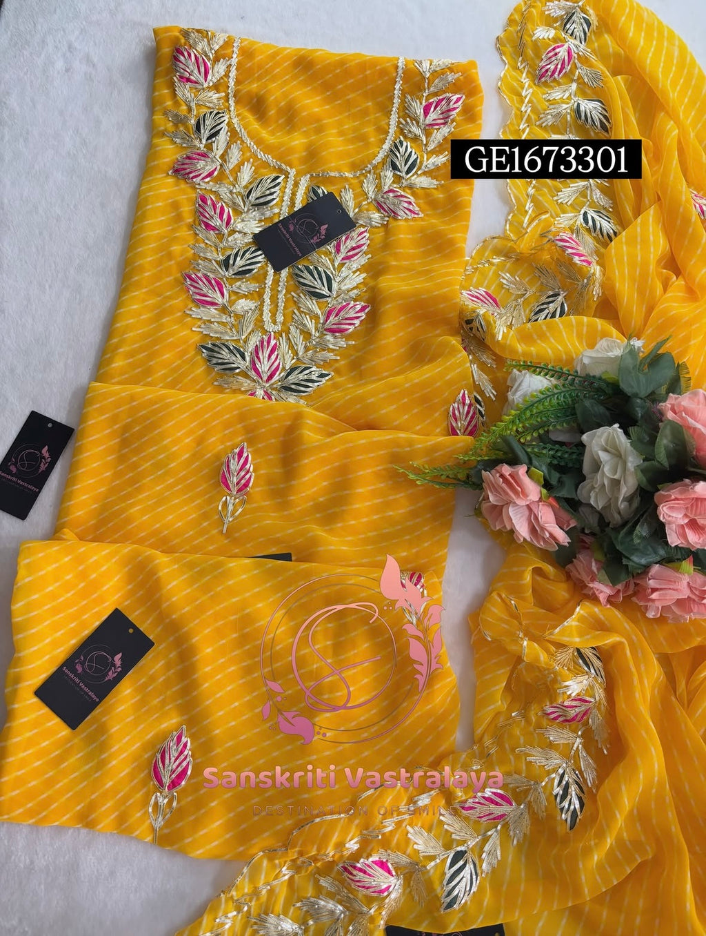 GEORGETTE Zardogi Handwork 3pc Unstitched Suit jaipuri GOTA PATTI  GE1673301