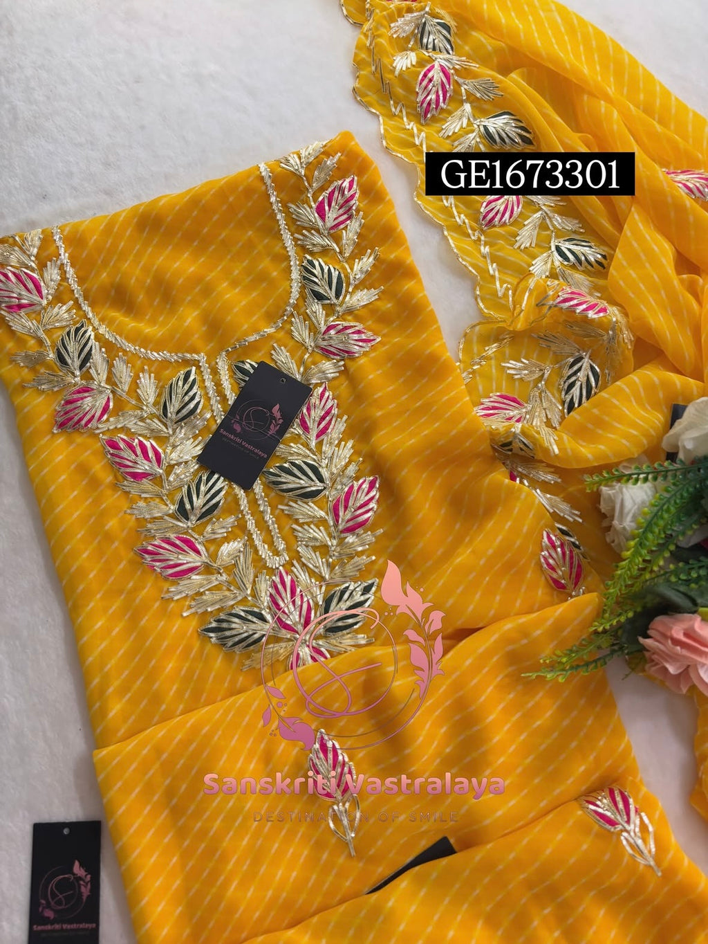 GEORGETTE Zardogi Handwork 3pc Unstitched Suit jaipuri GOTA PATTI  GE1673301