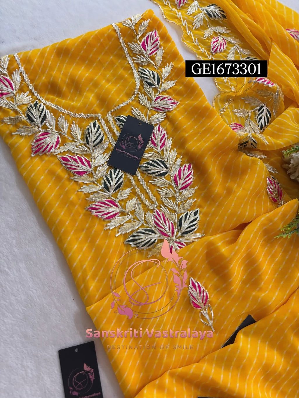 GEORGETTE Zardogi Handwork 3pc Unstitched Suit jaipuri GOTA PATTI  GE1673301
