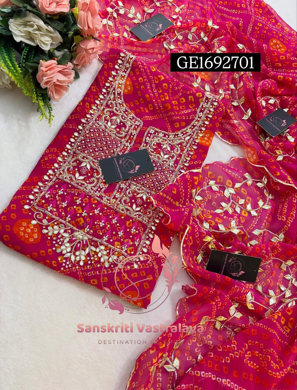 GEORGETTE Zardogi Handwork 3pc Unstitched Suit jaipuri  GE1692701