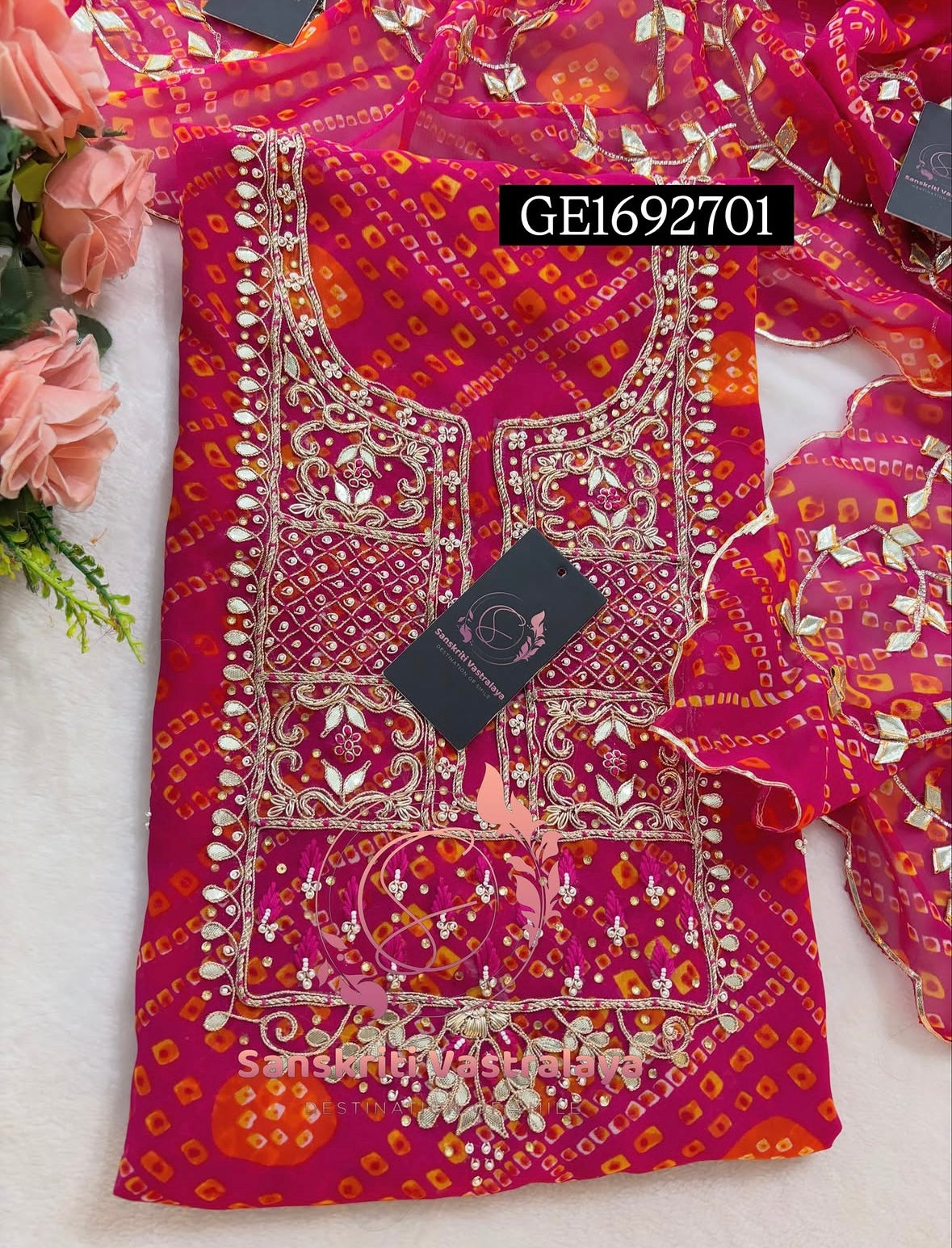 GEORGETTE Zardogi Handwork 3pc Unstitched Suit jaipuri  GE1692701