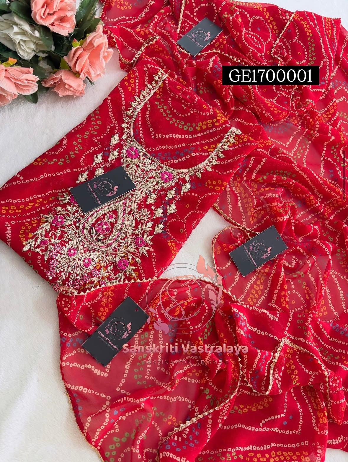 GEORGETTE Zardogi Handwork 3pc Unstitched Suit jaipuri  GE1700001