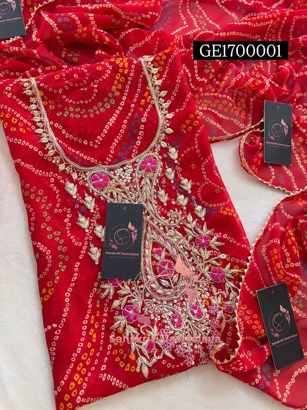 GEORGETTE Zardogi Handwork 3pc Unstitched Suit jaipuri  GE1700001