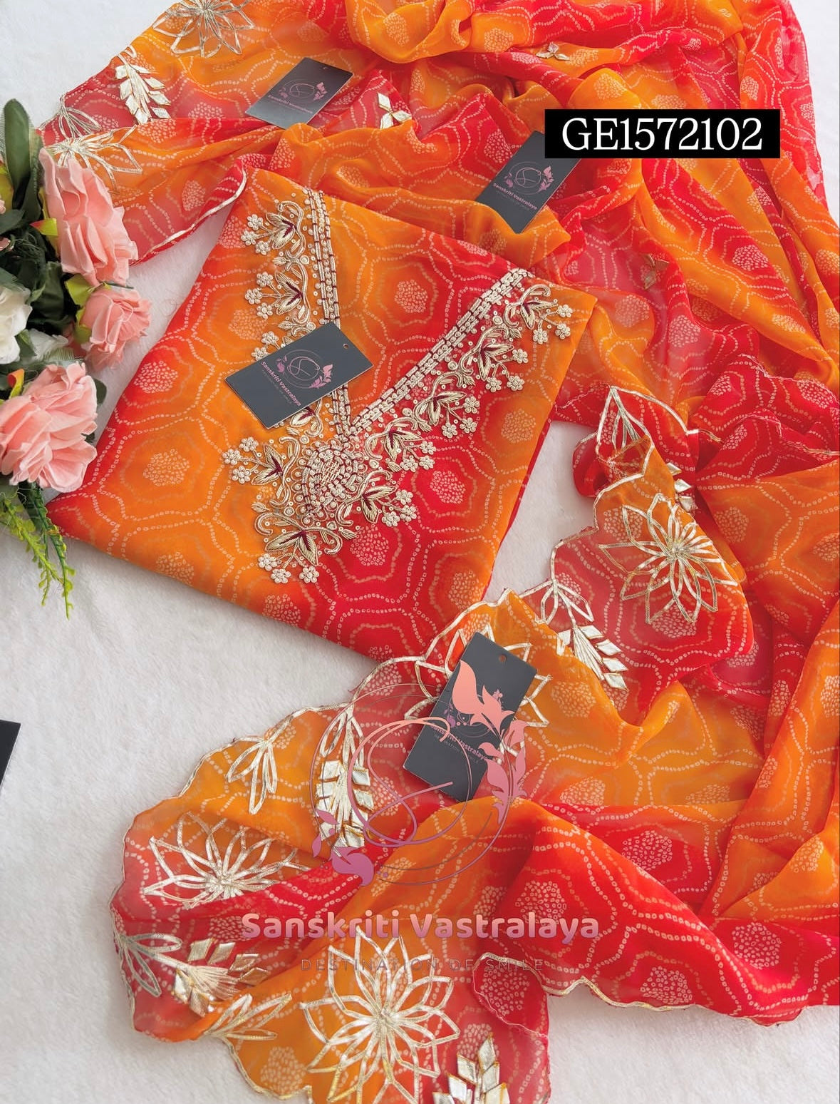 GEORGETTE Zardogi Handwork 3pc UNSTICHED Suit jaipuri GOTA PATTI  GE1572102