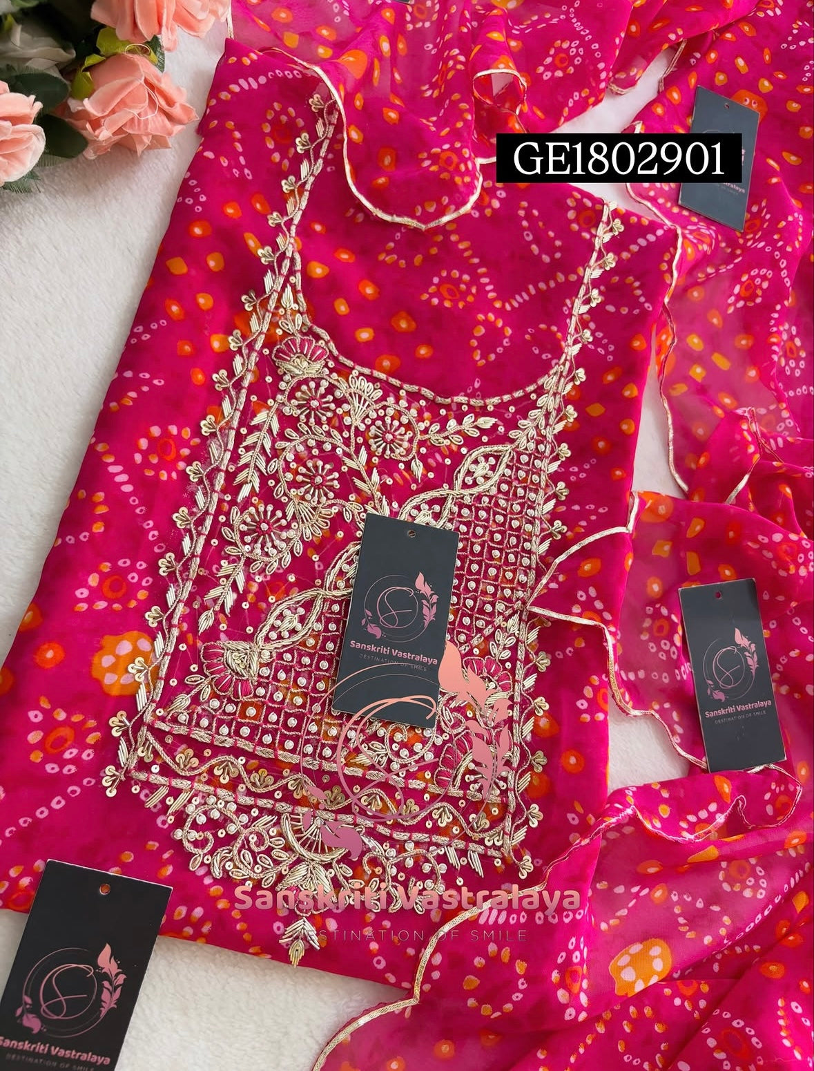 GEORGETTE Zardogi Handwork 3pc Unstitched Suit jaipuri  GE1802901
