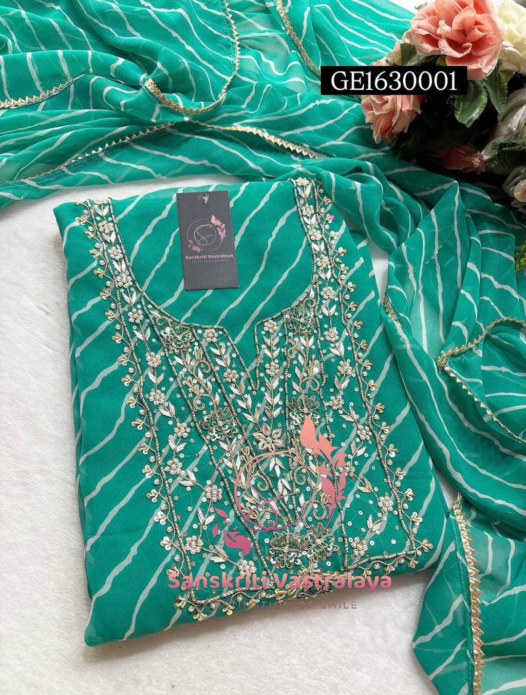 GEORGETTE Zardogi Handwork 3pc UNSTICHED Suit jaipuri GOTA PATTI  GE163001