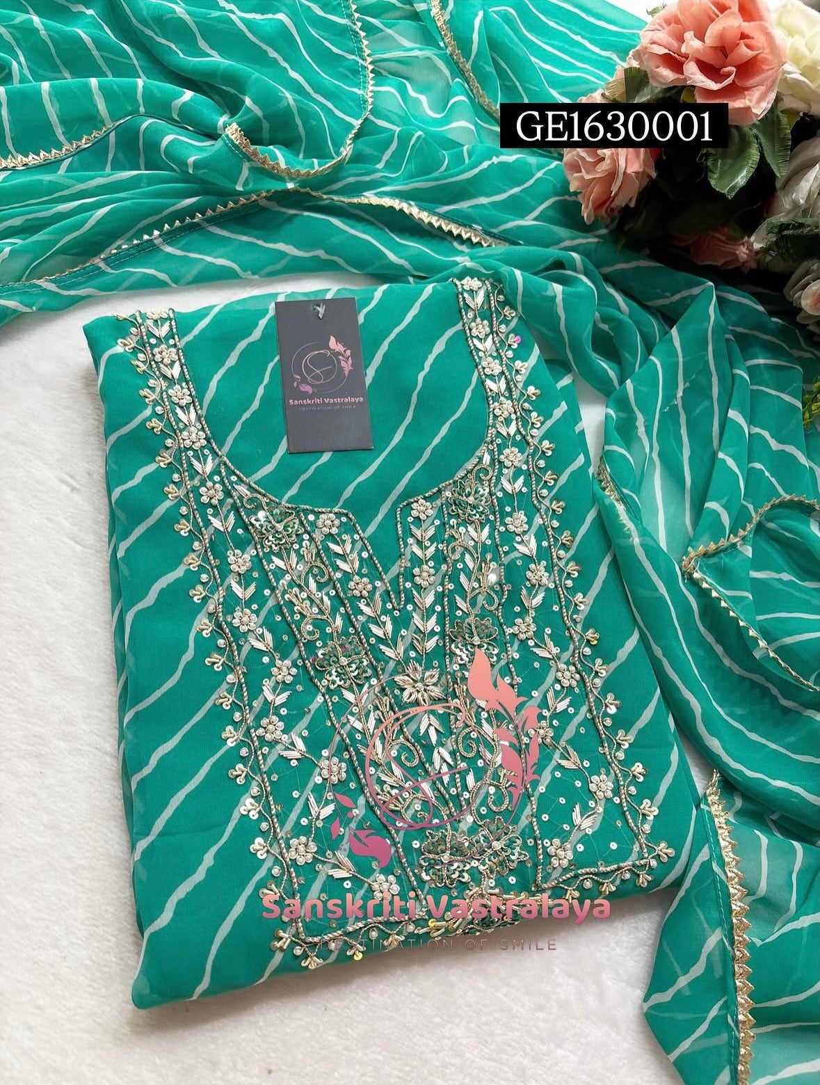 GEORGETTE Zardogi Handwork 3pc UNSTICHED Suit jaipuri GOTA PATTI  GE163001
