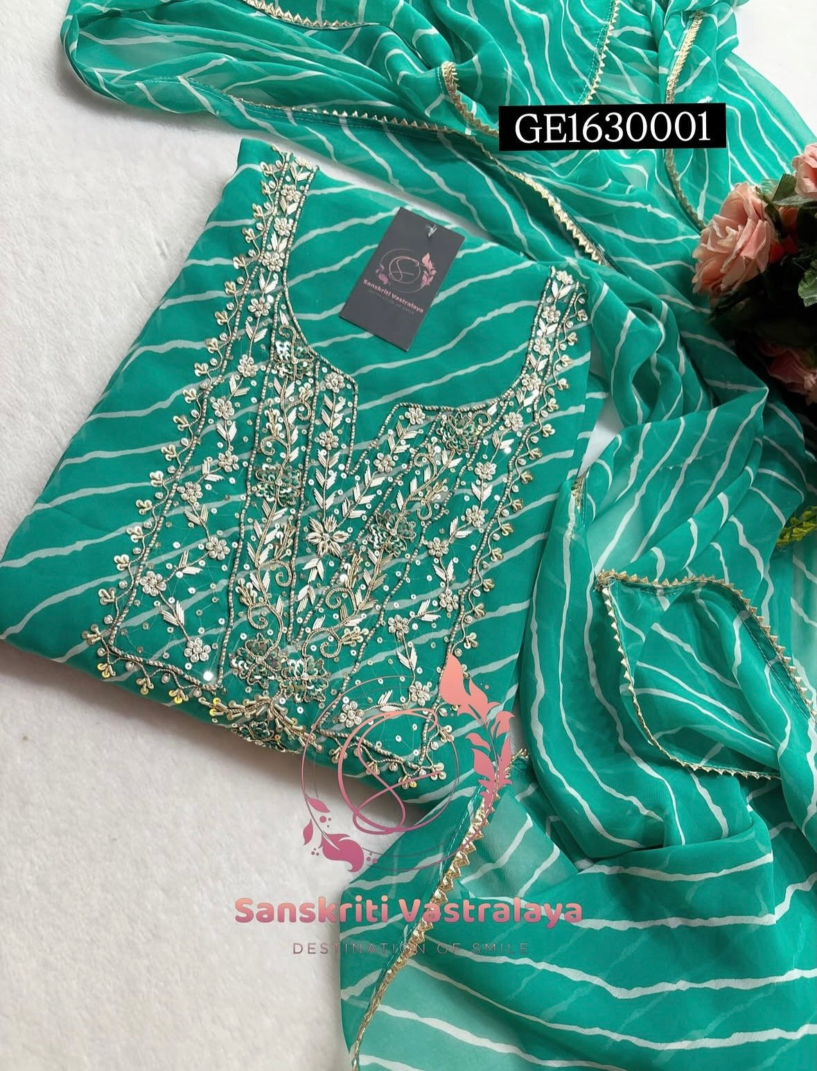 GEORGETTE Zardogi Handwork 3pc UNSTICHED Suit jaipuri GOTA PATTI  GE163001