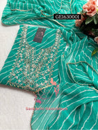 GEORGETTE Zardogi Handwork 3pc UNSTICHED Suit jaipuri GOTA PATTI  GE163001