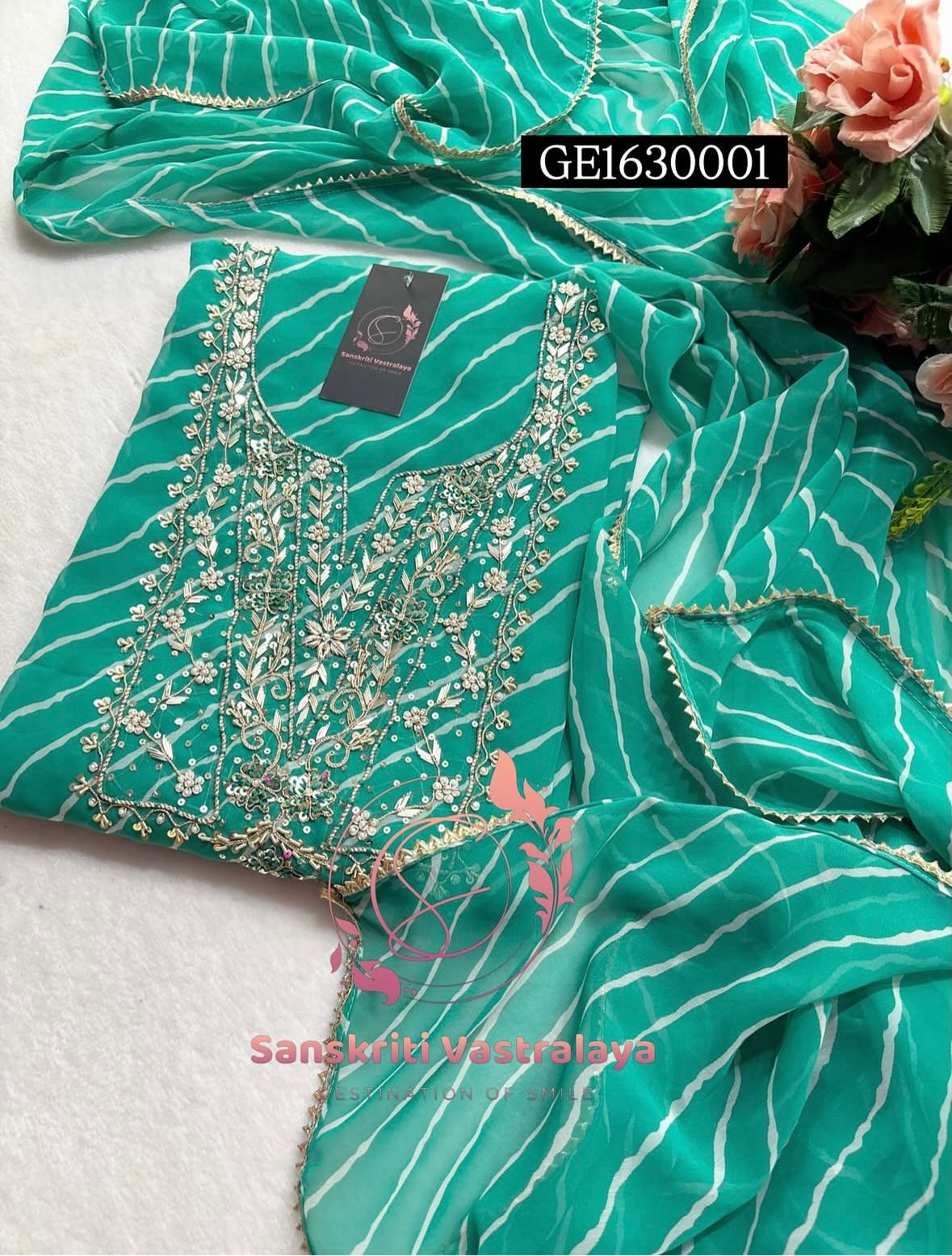 GEORGETTE Zardogi Handwork 3pc UNSTICHED Suit jaipuri GOTA PATTI  GE163001
