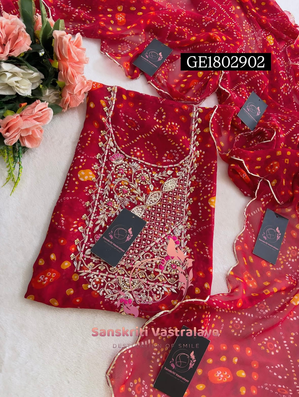 GEORGETTE Zardogi Handwork 3pc Unstitched Suit jaipuri  GE1802902