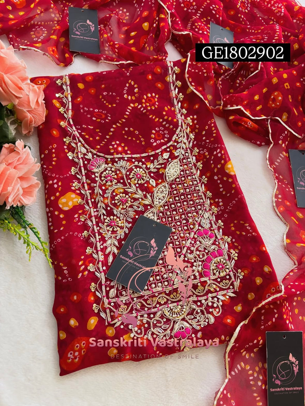GEORGETTE Zardogi Handwork 3pc Unstitched Suit jaipuri  GE1802902