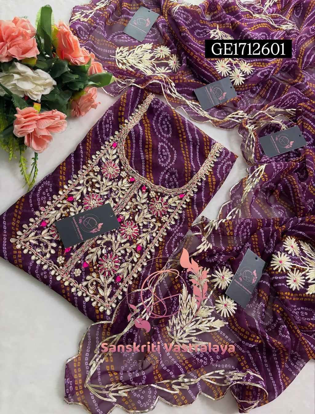 GEORGETTE Zardogi Handwork 3pc Unstitched Suit jaipuri  GE1712601