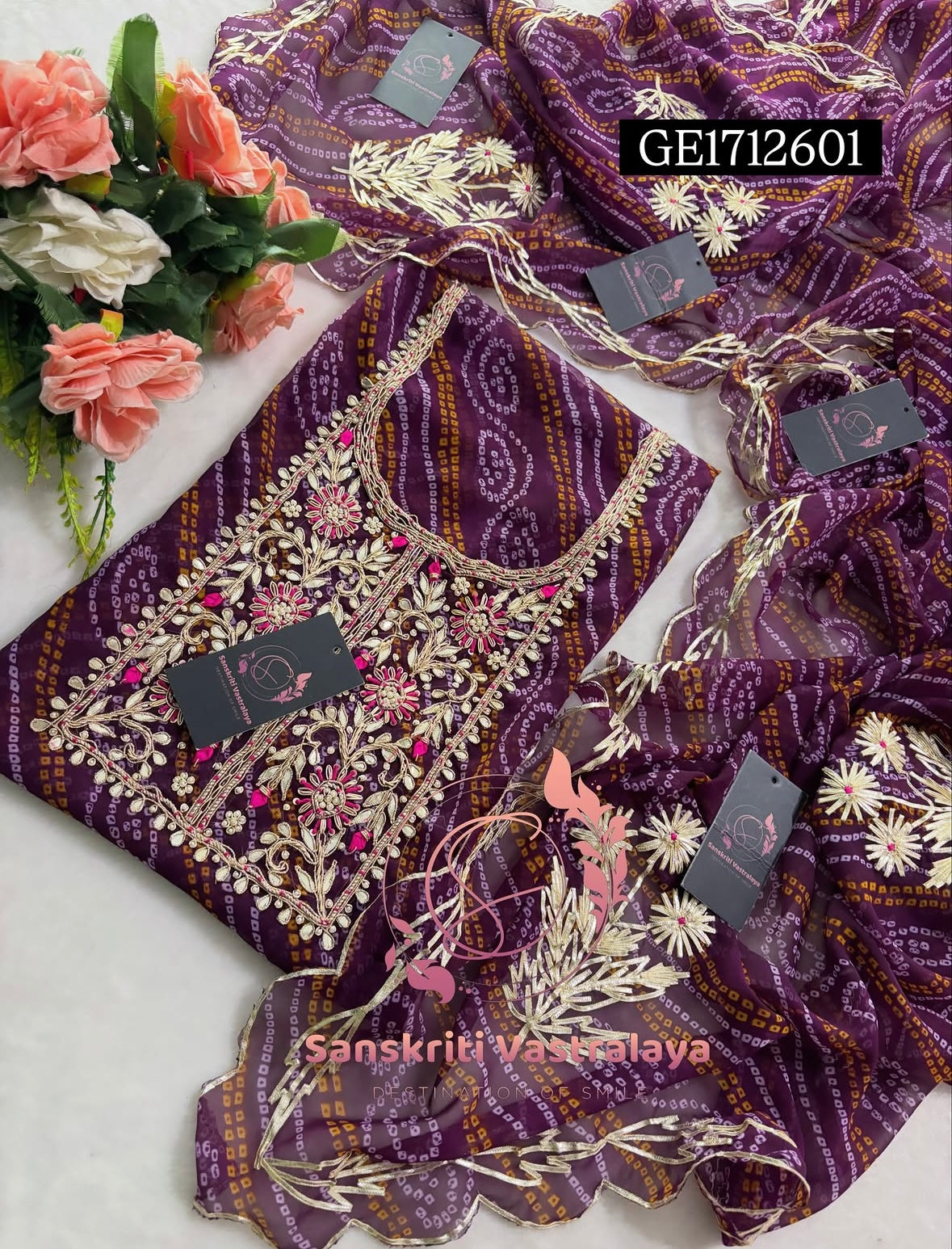 GEORGETTE Zardogi Handwork 3pc Unstitched Suit jaipuri  GE1712601