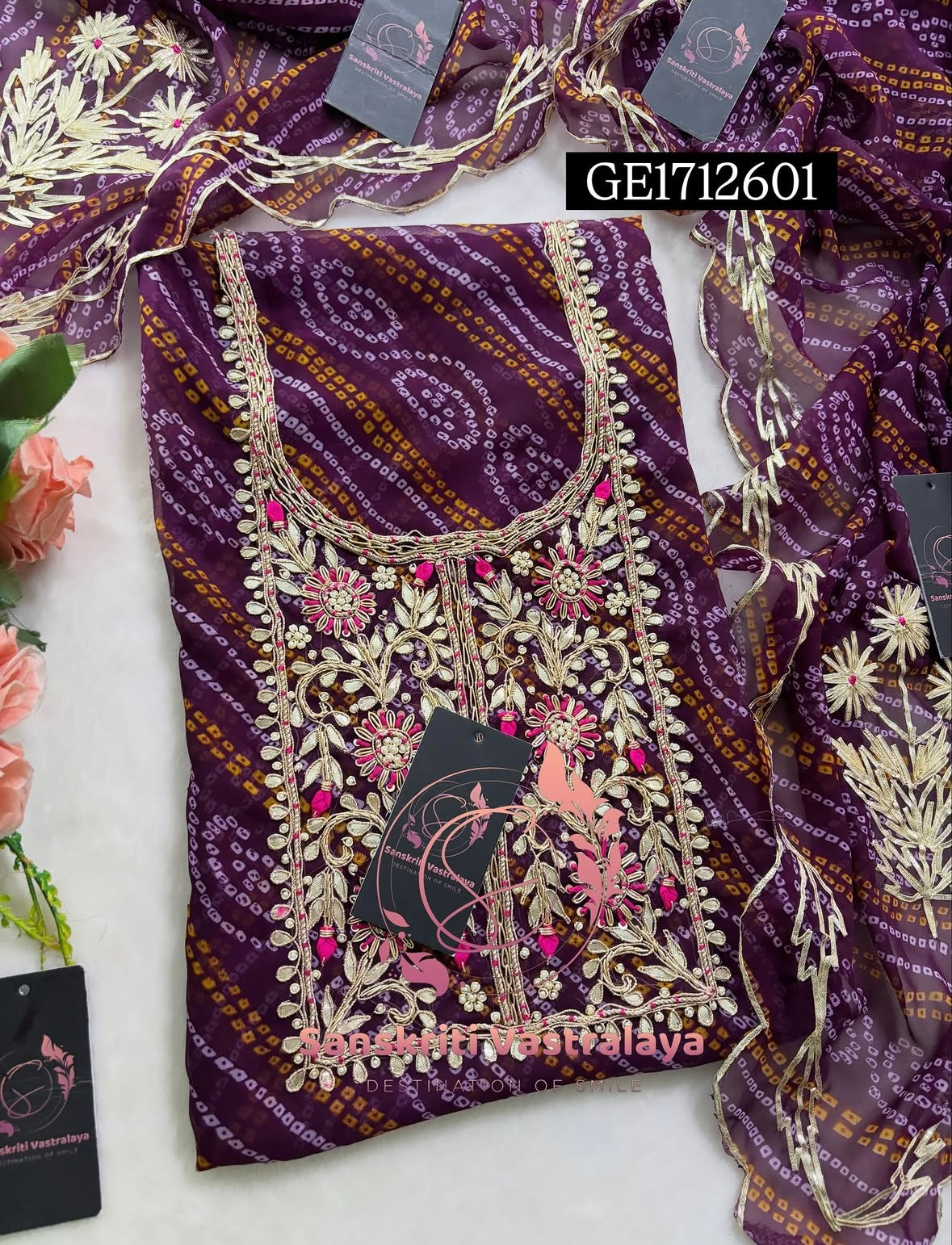 GEORGETTE Zardogi Handwork 3pc Unstitched Suit jaipuri  GE1712601