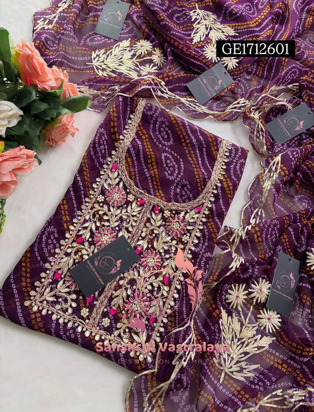 GEORGETTE Zardogi Handwork 3pc Unstitched Suit jaipuri  GE1712601
