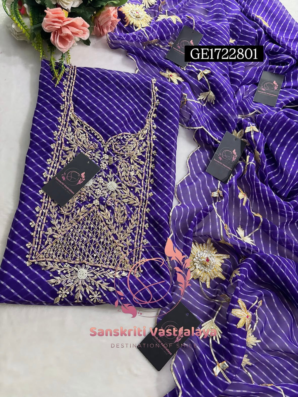 GEORGETTE Zardogi Handwork 3pc Unstitched Suit jaipuri  GE1722801