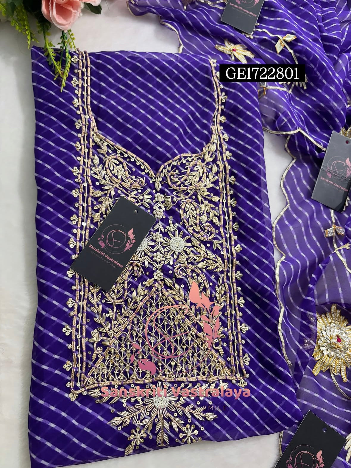 GEORGETTE Zardogi Handwork 3pc Unstitched Suit jaipuri  GE1722801