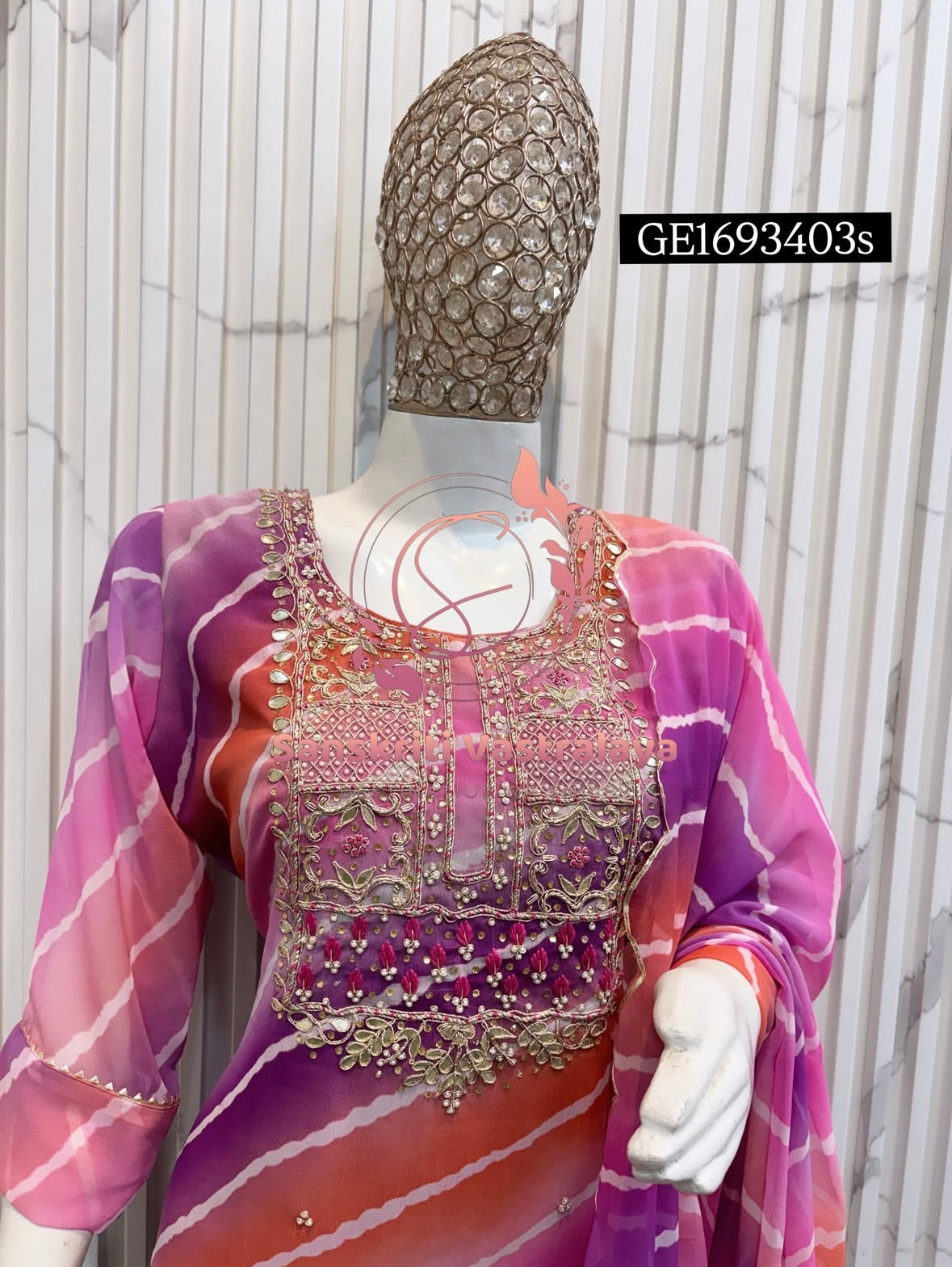 GEORGETTE Zardogi Handwork LAVENDER 3pc STICHED Suit jaipuri GOTA PATTI  GE1693403s