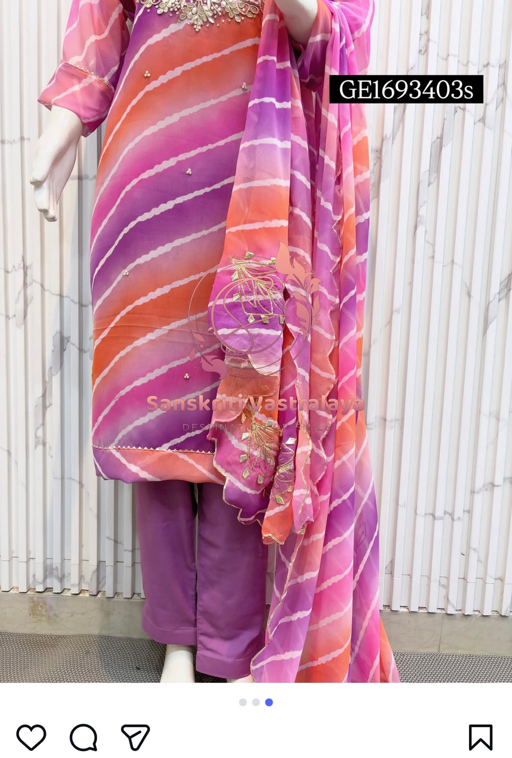 GEORGETTE Zardogi Handwork LAVENDER 3pc STICHED Suit jaipuri GOTA PATTI  GE1693403s