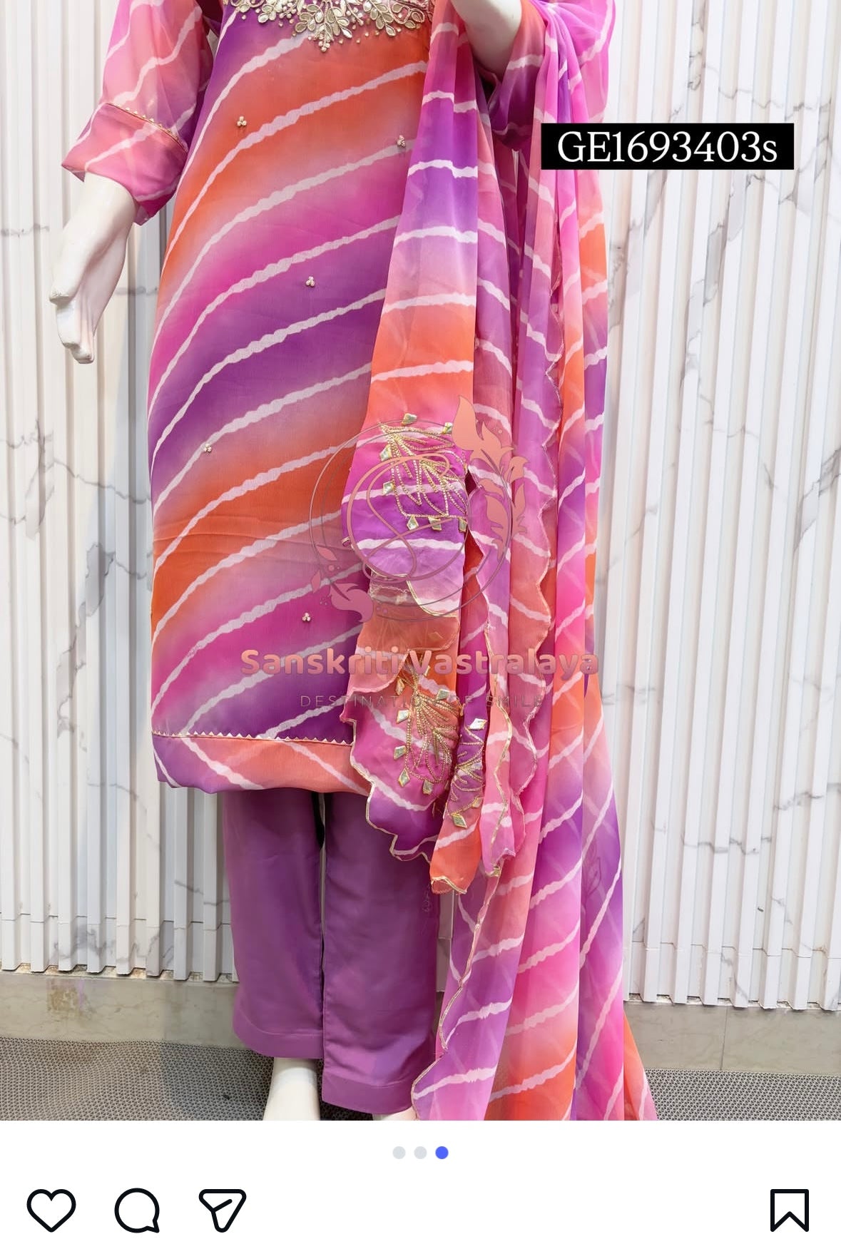 GEORGETTE Zardogi Handwork LAVENDER 3pc STICHED Suit jaipuri GOTA PATTI  GE1693403s