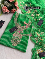 GEORGETTE Zardogi Handwork 3pc LIGHT GREEN MOTHRA UNSTICHED Suit jaipuri GOTA PATTI  GE2002801