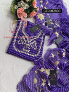 GEORGETTE Zardogi Handwork 3pc PURPLE MOTHRA  UNSTICHED Suit jaipuri GOTA PATTI  GE2012802