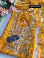 GEORGETTE Zardogi Handwork 3pc MUSTURD UNSTICHED Suit jaipuri GOTA PATTI  GE1962802