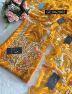 GEORGETTE Zardogi Handwork 3pc MUSTURD UNSTICHED Suit jaipuri GOTA PATTI  GE1962802