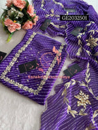 GEORGETTE Zardogi Handwork 3pc PURPLE MOTHRA  UNSTICHED Suit jaipuri GOTA PATTI  GE2032501