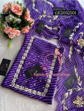 GEORGETTE Zardogi Handwork 3pc PURPLE MOTHRA  UNSTICHED Suit jaipuri GOTA PATTI  GE2032501