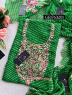 GEORGETTE Zardogi Handwork 3pc  GREEN   UNSTICHED Suit jaipuri GOTA PATTI  GE1763201