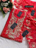 GEORGETTE Zardogi Handwork 3pc  RED UNSTICHED Suit jaipuri GOTA PATTI  GE1512102