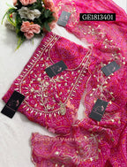 GEORGETTE Zardogi Handwork 3pc PINK UNSTICHED Suit jaipuri GOTA PATTI  GE1813401