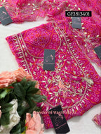 GEORGETTE Zardogi Handwork 3pc PINK UNSTICHED Suit jaipuri GOTA PATTI  GE1813401
