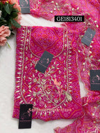 GEORGETTE Zardogi Handwork 3pc PINK UNSTICHED Suit jaipuri GOTA PATTI  GE1813401