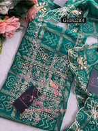 GEORGETTE Zardogi Handwork 3pc  RAMAGREEN UNSTICHED Suit jaipuri GOTA PATTI  GE1822101