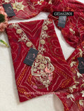 GEORGETTE Zardogi Handwork 3pc  RED UNSTICHED Suit jaipuri GOTA PATTI  GE1612801