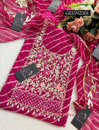 GEORGETTE Zardogi Handwork 3pc  PINK UNSTICHED Suit jaipuri GOTA PATTI  GE1592501