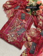 GEORGETTE Zardogi Handwork 3pc  RED UNSTICHED Suit jaipuri GOTA PATTI   GE1872101