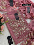 RANGOLI CRUSH Zardogi Handwork 3pc ONION PINK UNSTICHED Suit jaipuri GOTA PATTI  SL1592102