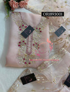 ORGANZA Zardogi Handwork 3pc peach UNSTICHED Suit jaipuri GOTA PATTI  OR1893001