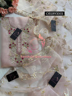 ORGANZA Zardogi Handwork 3pc peach UNSTICHED Suit jaipuri GOTA PATTI  OR1893001