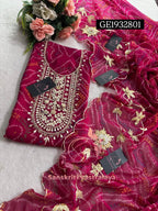 GEORGETTE Zardogi Handwork 3pc  PINK UNSTICHED Suit jaipuri GOTA PATTI  GE1932801